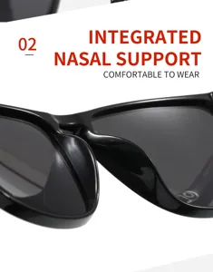 Vue détaillée des lunettes de soleil dotées d'un support nasal intégré pour un confort optimal.