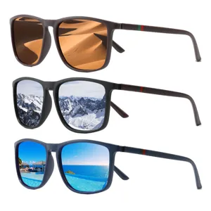 Lunettes de Soleil Polarisées Vintage pour Hommes Femmes Rétro Carré Cadre TR UV400 Conduite Pêche Lunettes de Soleil Mode