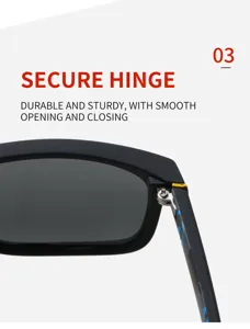 Detailansicht des langlebigen und robusten Scharniers an Herren Outdoor Sonnenbrille.