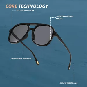 Classic double bridge polarized pilot sunglasses for men and women stylish black frame eyewear