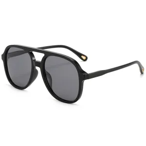 Classic double bridge pilot sunglasses for men and women, retro polarized lenses with chic tips.