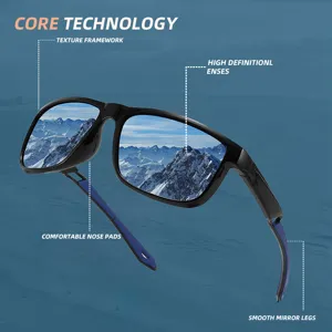 Outdoor polarized sunglasses for men and women, square frame cycling sports fishing glasses.