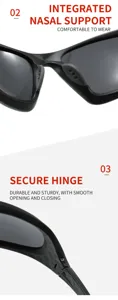 Cycling polarized sports sunglasses for men and women, square frame outdoor fishing sunshades.