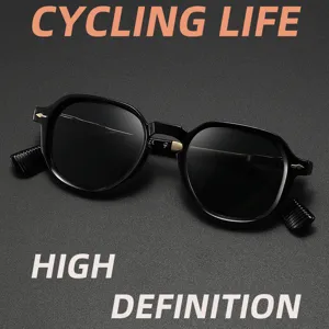 Vintage black acetate sunglasses with gold metal temples and UV protection for daily wear.
