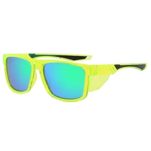 Occhiali da sole polarizzati tattici giallo neon con protezioni laterali pesca sport