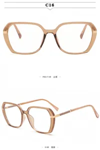 Modische Damen Blaulichtfilter Brille mit schickem geometrischem Gestell und Glitzer.