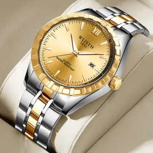 Luxus Paar Quarzuhr Edelstahl Wasserdicht Armbanduhr Herren Damen Business Casual Dress Watch