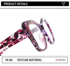 Close-up detail shot of TR-90 anti-blue light glasses frame featuring chic tortoise pattern.