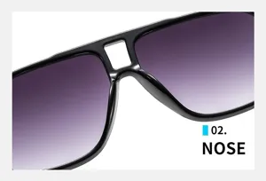 Detailed view of the stylish double-bridge sunglasses nose design with gradient purple lenses.