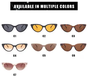 Lunettes de soleil œil de chat vintage femme rétro petite monture multicouleurs