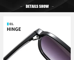Sunglasses hinge detail close up showing metal joint and black frame construction.