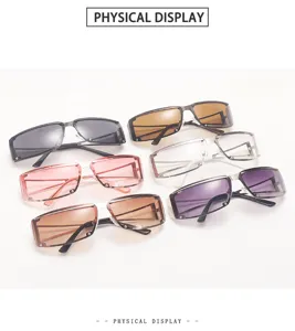 Detailed close-up view of trendy Y2K metal hollow sunglasses in multiple stylish color options.