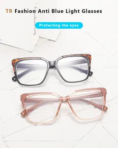 TR Fashion Anti Blue Light Glasses Square Optical Frame Big Glasses for Women Elegant