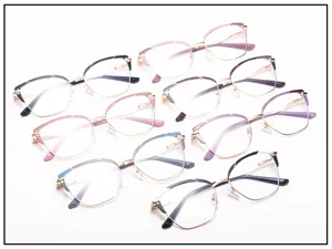 Women anti-blue light glasses metal frames stylish optical eyewear casual clear lenses.