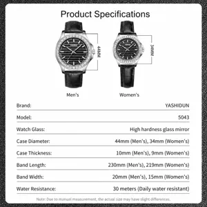 Set di orologi al quarzo di coppia Yashidun impermeabili orologi casual per uomo e donna