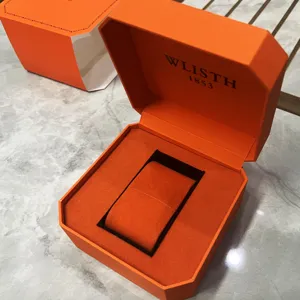 WLISTH cofanetto orologio arancione di lusso, scatola regalo ottagonale con cuscinetto