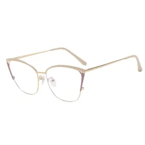 Trendy women metal anti-blue light cat eye glasses frame stylish two tone optical eyewear.