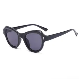 Chic black irregular cat-eye sunglasses for women, fashion statement uv400 shades.