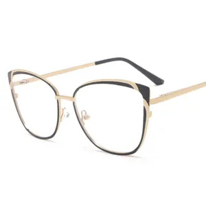 Women Metal Frame Anti Blue Light Glasses Fashion Cat Eye Optical Eyewear Stylish Clear Lens Glasses Frame