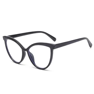 Fashionable TR90 Anti-Blue Light Women Cat Eye Glasses Large Frame Clear Lenses