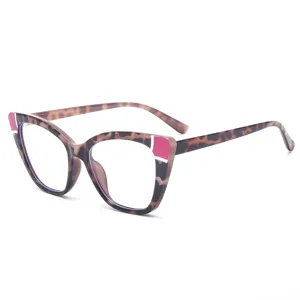 Stylische Damen Katzenaugen Blaulichtfilter Brille mit modischem Schildpatt TR Rahmen.