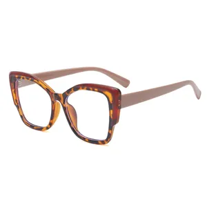 Damen TR-Rahmen Blaulichtfilter Brille Quadratisch Leo-Muster Mode Optische Brillenfassung