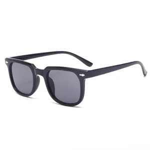 Fashion square sunglasses for women men retro minimalist black shades with metal rivet detail.
