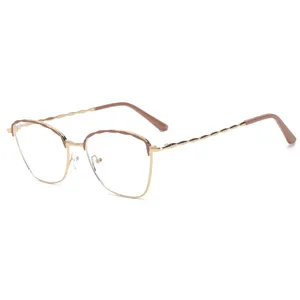 Stylish Women Metal Cat Eye Anti Blue Light Glasses Chic Twist Frame Clear Eyewear
