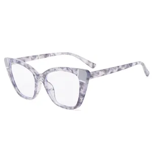 Damen Katzenauge Blaulichtfilter Brille stilvoller TR-Rahmen grau marmorierte Optik Hauptansicht
