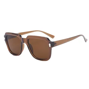Stylish square frame sunglasses for men and women, trendy oversized brown shades UV400.