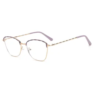 Women fashion blue light blocking glasses metal cat eye frame stylish clear optical eyewear