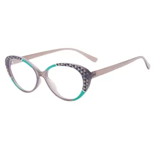 Women anti-blue light glasses TR90 mosaic oval cat eye optical frame stylish eyewear