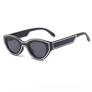 Retro Cat Eye Sunglasses For Women Men Fashion Oval Frame UV400 Sun Glasses Vintage Streetwear Designer Eyewear