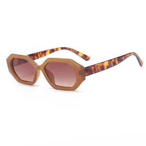 Lunettes de soleil rétro polygonales pour femmes et hommes, verres dégradés tendance chic.