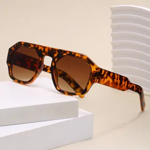 Retro oversized polygon sunglasses with classic tortoise shell frame for men and women.