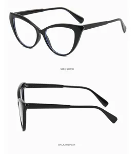Occhiali da vista donna nero gatto anti luce blu classici, montatura ottica alla moda.