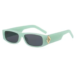 Trendy mintgroene vierkante zonnebril voor dames en heren, stoere retro UV400 oogzorgbril.