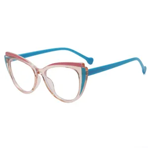 Stylish butterfly frame blue light blocking glasses for women, fashionable clear optical eyewear frame.