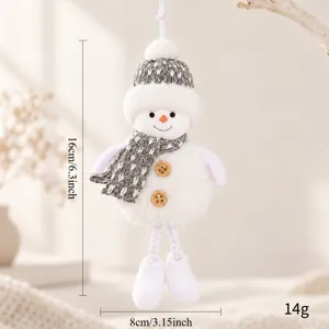 Christmas plush snowman hanging ornament, cute holiday tree decoration for festive party setup.