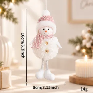 Christmas plush snowman hanging ornament cute holiday tree decoration pendant 16x8cm
