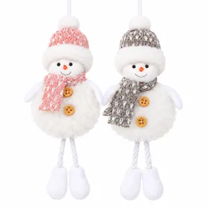 Christmas plush snowman hanging ornaments cute holiday tree decor set of two hanging dolls.