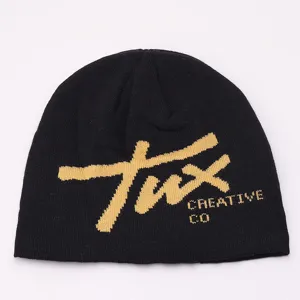 Unisex Winter Warm Acrylic Knitted Beanie Hat Jacquard Letter Slouchy Beanie Cap Casual Outdoor Brimless Skull Cap For Men Women