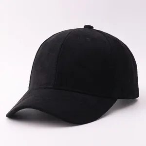 Casquette de baseball classique en suédine noire, chapeau chaud unicolore automne hiver.