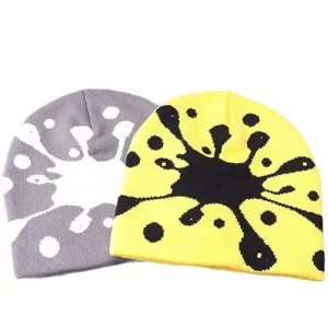 Fashion graffiti knit beanie, winter warm stylish streetwear skull cap for autumn and winter