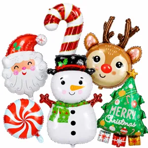 Christmas aluminum foil balloon set with Santa snowman reindeer and tree for party detail