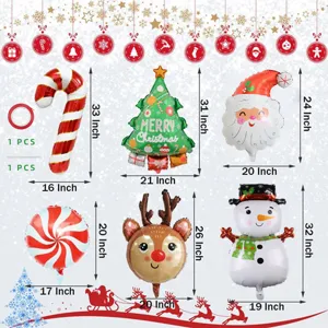 Christmas foil balloon set with Santa snowman tree and reindeer for holiday party decoration