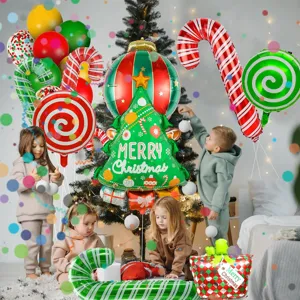 Christmas candy cane foil balloon set tree lollipop balloons for holiday party decor