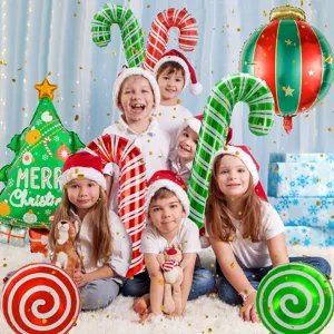 Christmas candy cane foil balloon set holiday party decoration tree balloons main