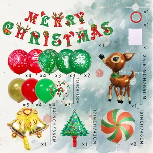 Weihnachtsballon-Set mit Rentier-Folienballons und Latexballons fuer die Feiertags-Partydeko