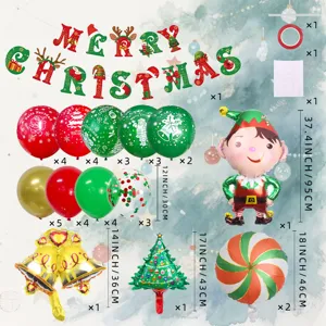Weihnachtsballon Dekorationsset mit Banner, Latex und Folienballons für Party.